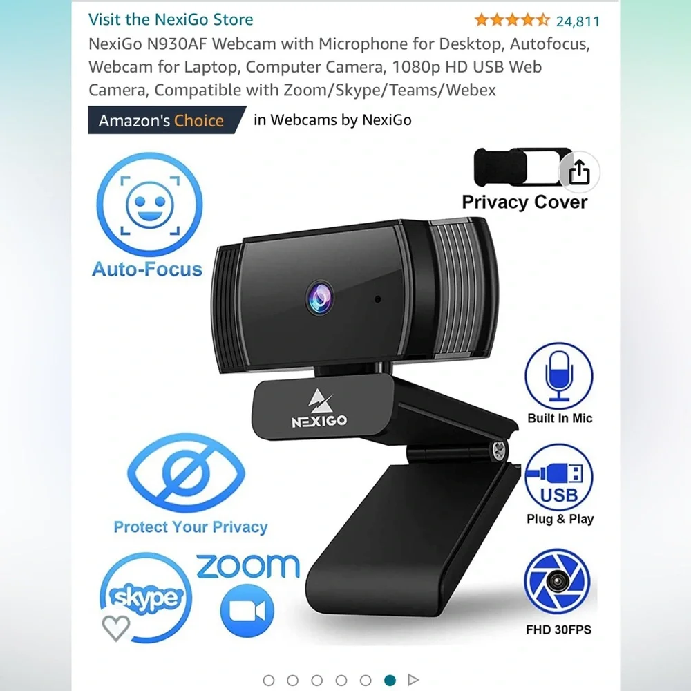 NexiGo N930AF Webcam with Microphone for Desktop